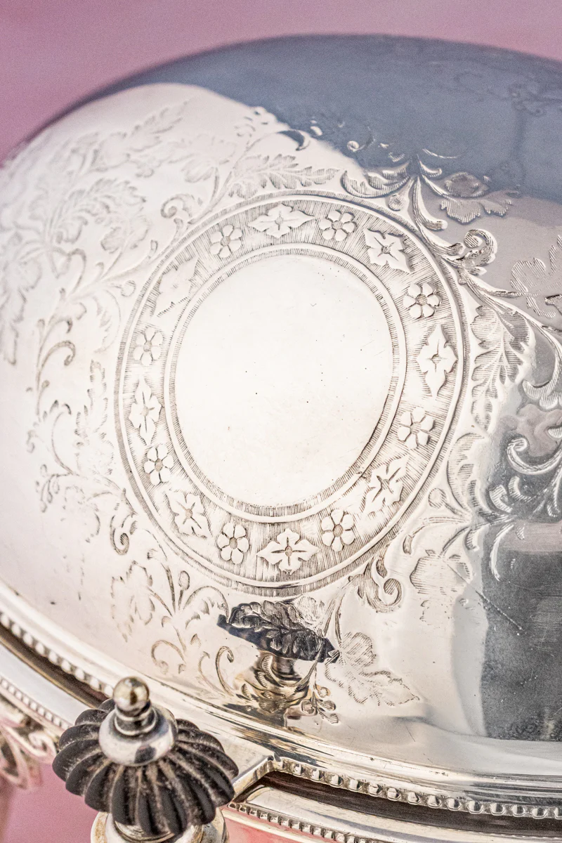 Victorian Silverplate Roll Top Server - Image 7