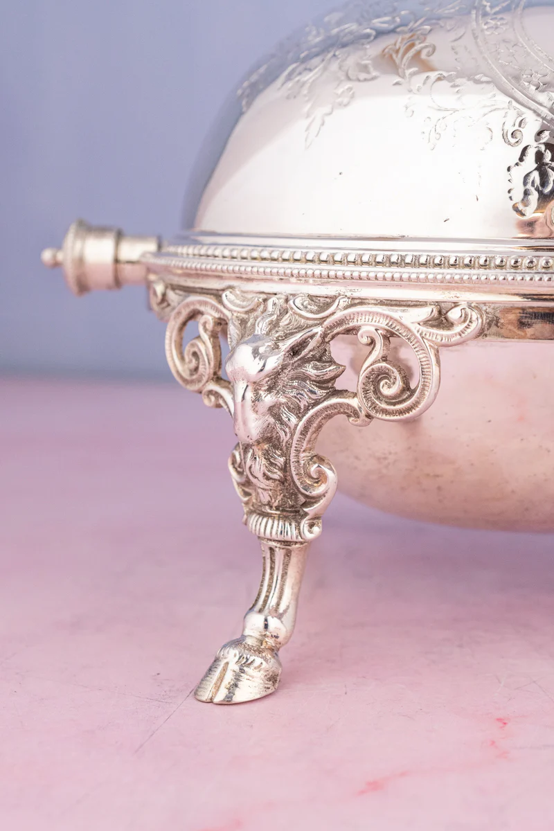 Victorian Silverplate Roll Top Server - Image 9