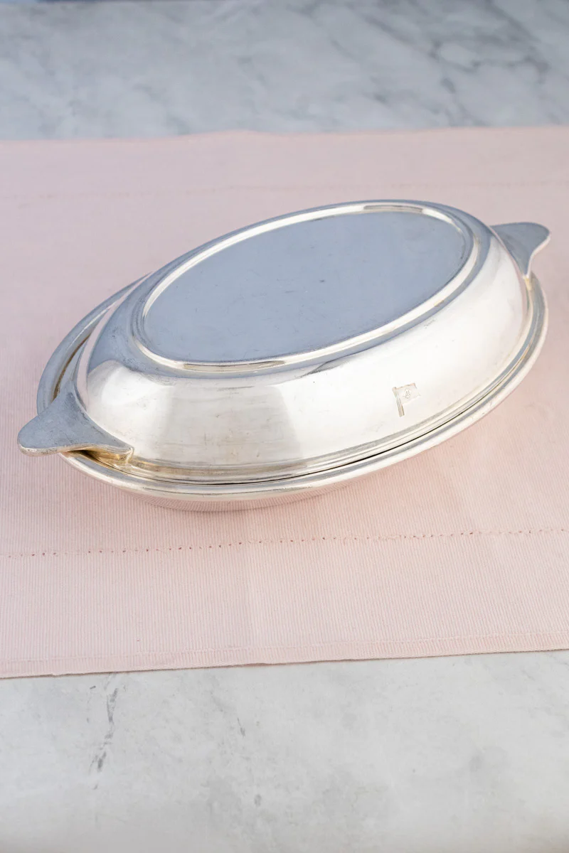 Vintage Blue Funnel Line Silverplate Covered Dish - Image 2