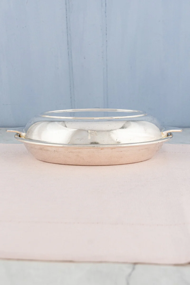 Vintage Blue Funnel Line Silverplate Covered Dish - Image 3