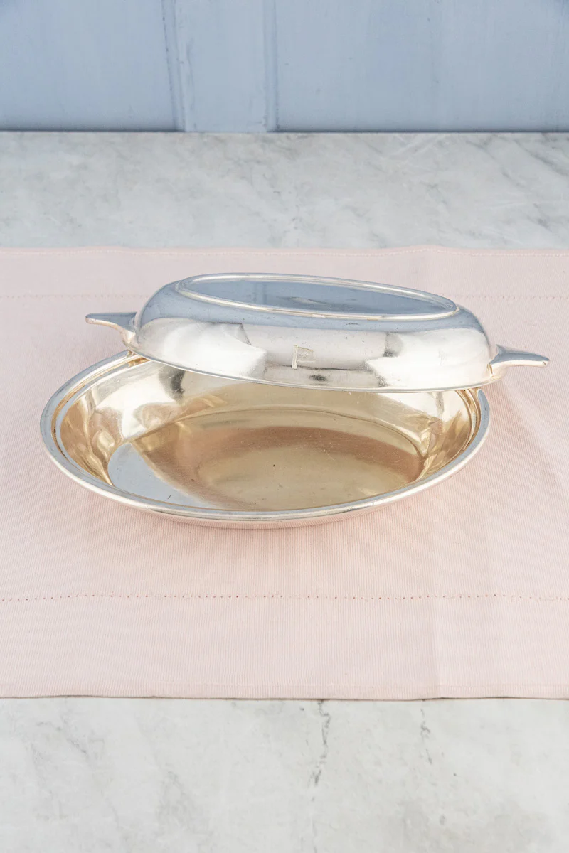 Vintage Blue Funnel Line Silverplate Covered Dish - Image 4