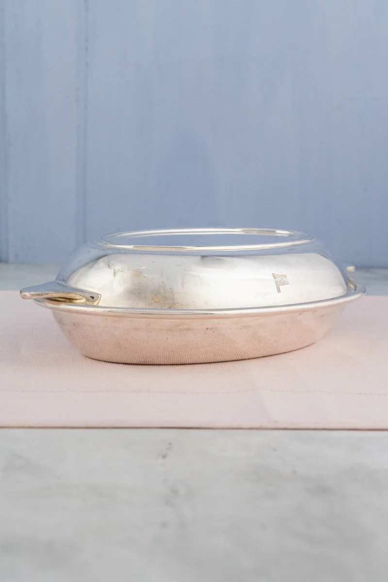 Vintage Blue Funnel Line Silverplate Covered Dish - Image 6