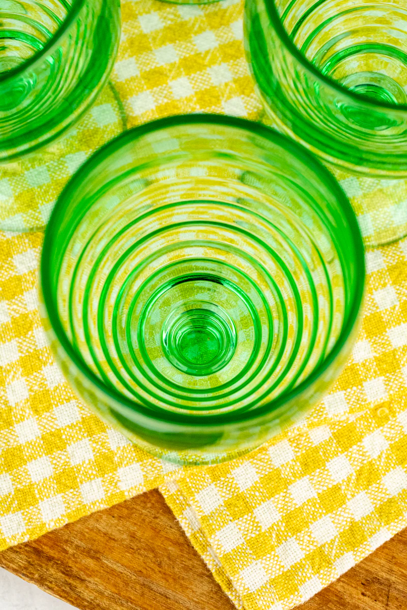 Vintage Green Glass Goblets - Set of 8 - Image 5