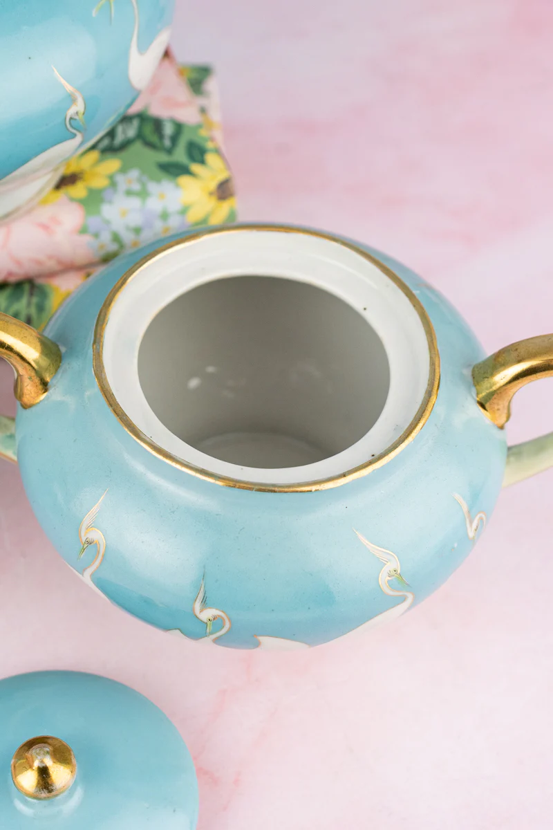Antique Handpainted Japanese Crane 3 Piece Tea Service - Image 11