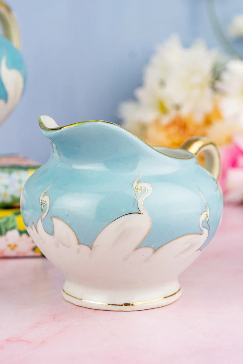 Antique Handpainted Japanese Crane 3 Piece Tea Service - Image 12