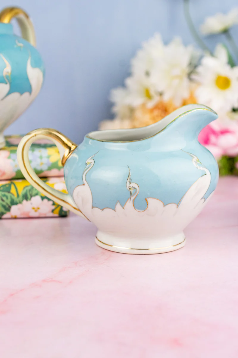Antique Handpainted Japanese Crane 3 Piece Tea Service - Image 14
