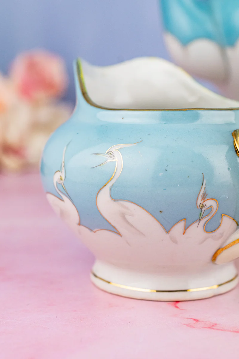 Antique Handpainted Japanese Crane 3 Piece Tea Service - Image 15