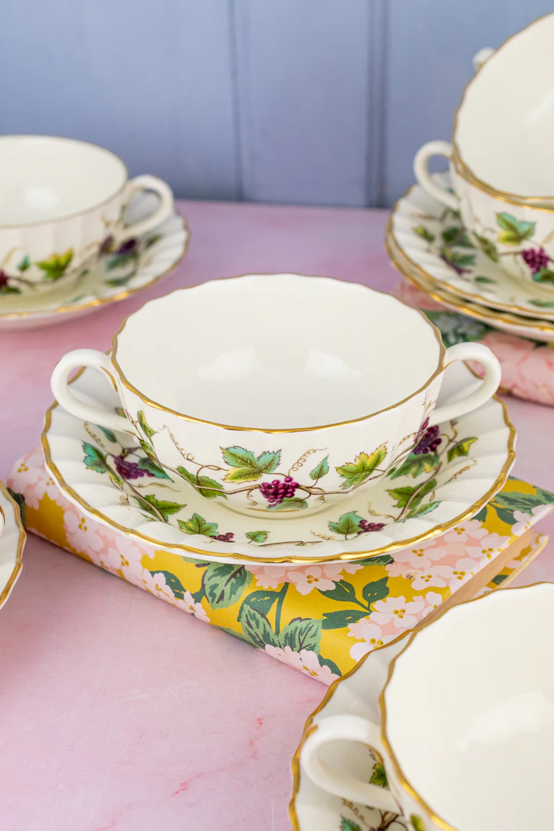 Vintage Royal Worcester Cream Soup Bowls with Saucers - Set of 6 - Image 2