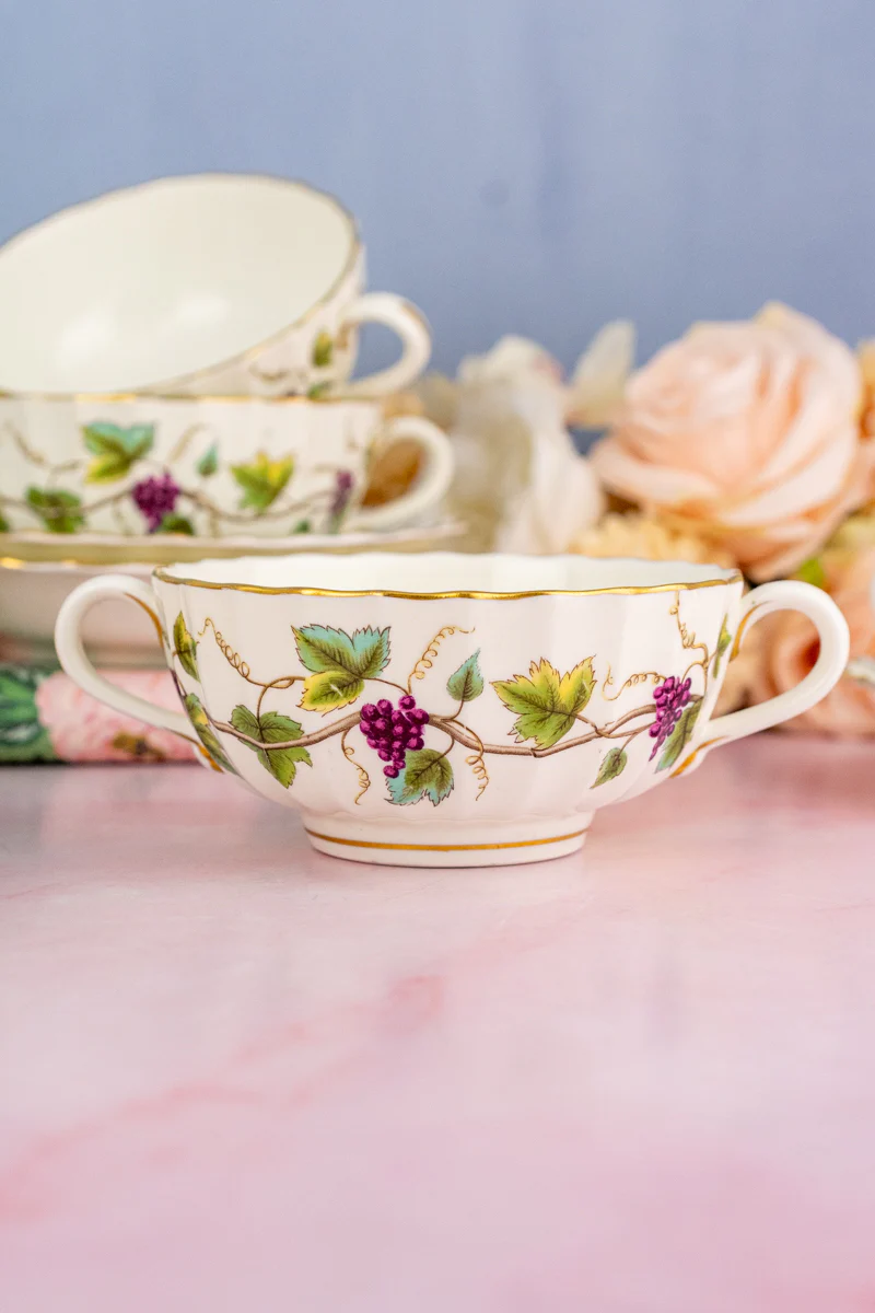 Vintage Royal Worcester Cream Soup Bowls with Saucers - Set of 6 - Image 4