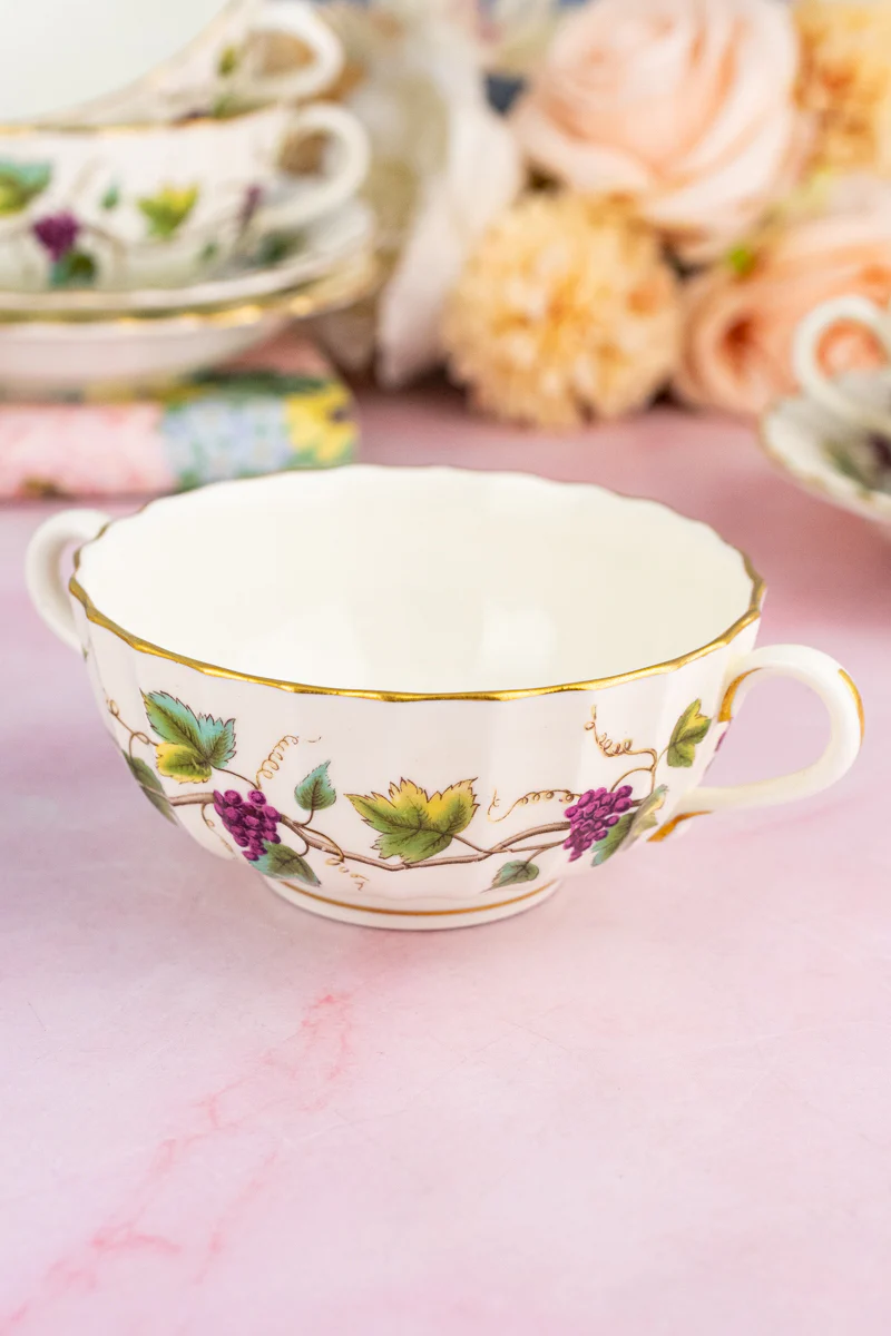 Vintage Royal Worcester Cream Soup Bowls with Saucers - Set of 6 - Image 6