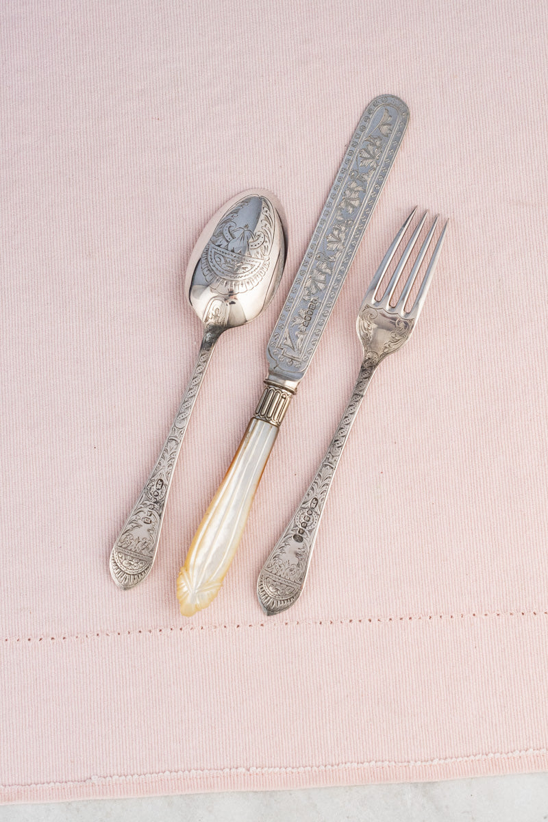 Victorian Silverplate Engraved 3-Piece Travel Cutlery Set - Image 4
