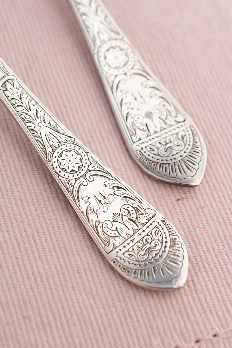Victorian Silverplate Engraved 3-Piece Travel Cutlery Set - Image 6