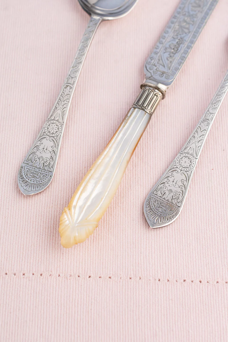 Victorian Silverplate Engraved 3-Piece Travel Cutlery Set - Image 7