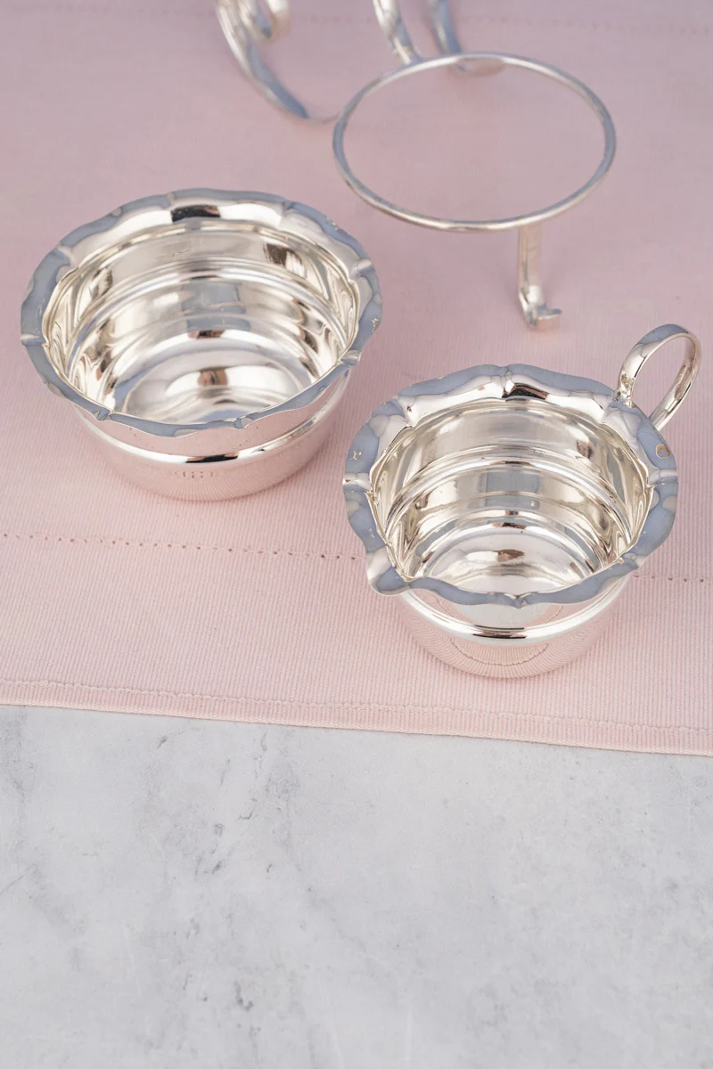 Vintage Silverplate Milk and Sugar in Stand - Image 9