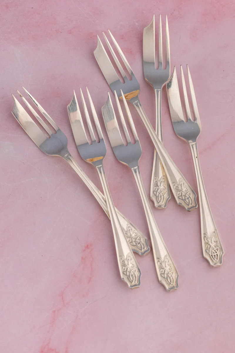 Vintage Silverplate Pastry Fork Set of 6 - Image 3