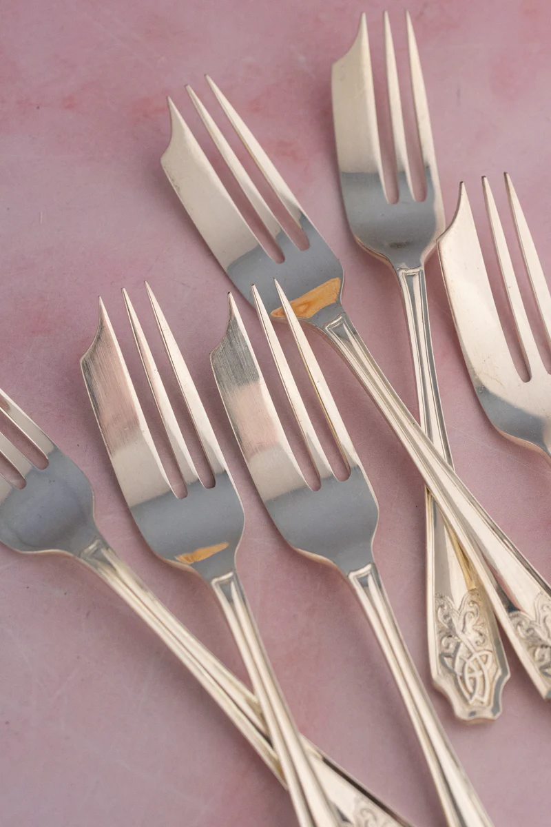 Vintage Silverplate Pastry Fork Set of 6 - Image 4